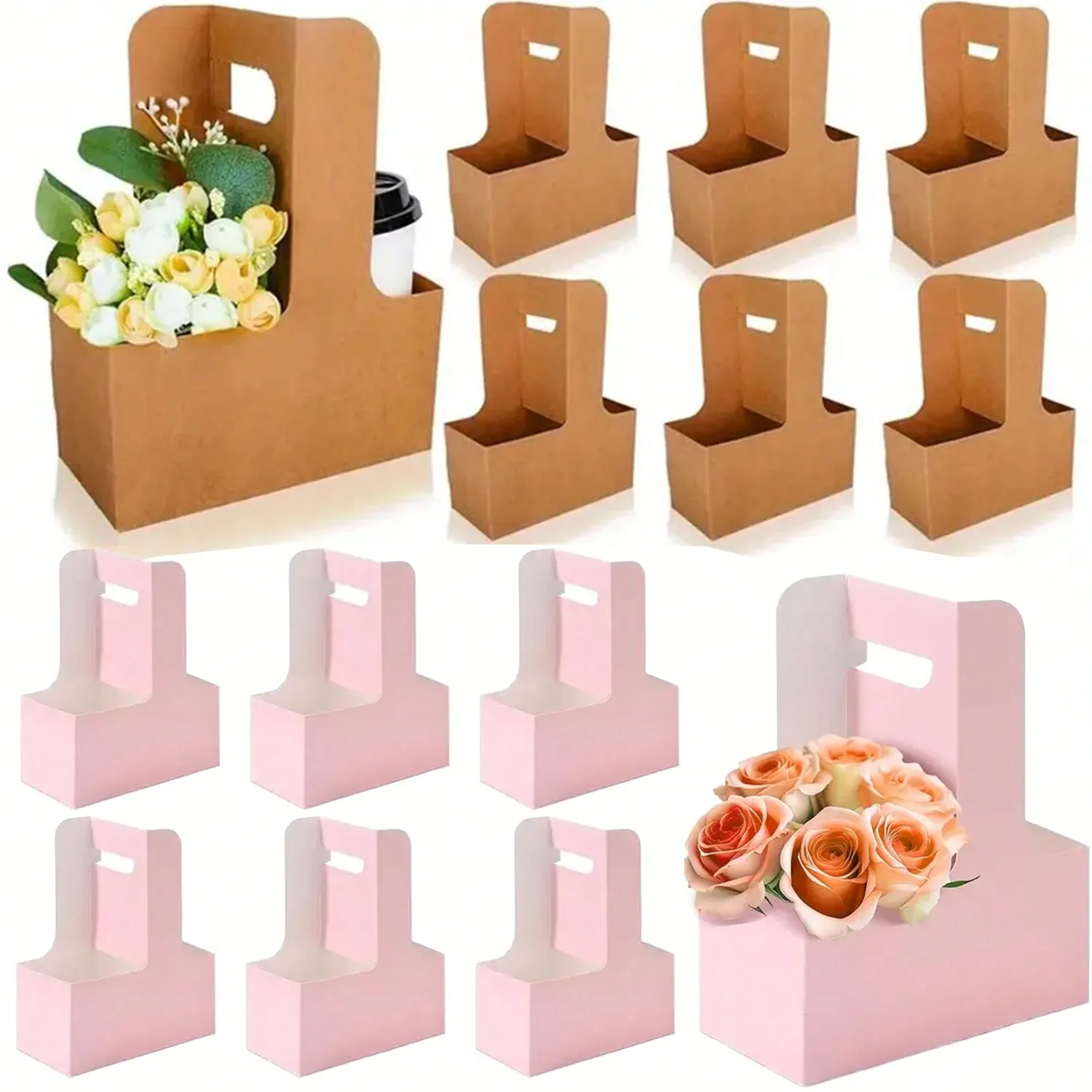 Flower Wrap Kraft - Sacs cadeaux en papier Kraft pour