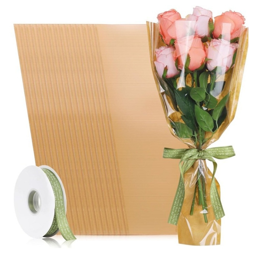 Flower Wrap Kraft - 50 sacs d'emballage pour fleurs en